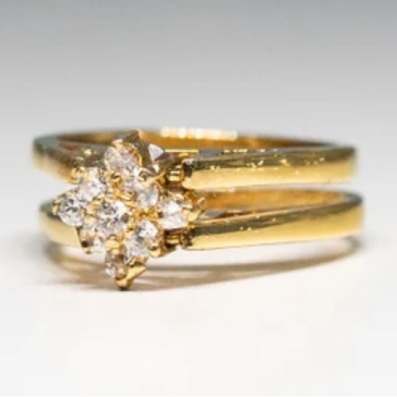 Vintage Art Deco 14k Gold Plated Amethyst Gemstone Cubic Zirconia Flip Ring - Picture 4 of 14